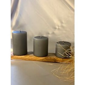 Gizemli Home 3'lü Set Çap: 6,5 Gri Çökertme Slindir Mum