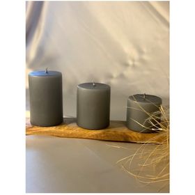 Gizemli Home 3'lü Set Çap: 6,5 Gri Çökertme Slindir Mum