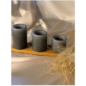 Gizemli Home 3'lü Set Çap: 6,5 Gri Çökertme Slindir Mum