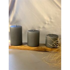 Gizemli Home 3'lü Set Çap: 6,5 Gri Çökertme Slindir Mum