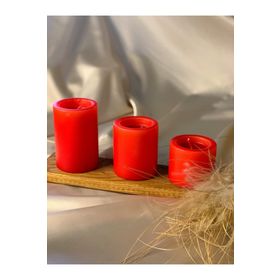 Gizemli Home 3'lü Set Çap: 6,5 Kırmızı Çökertme Slindir Mum