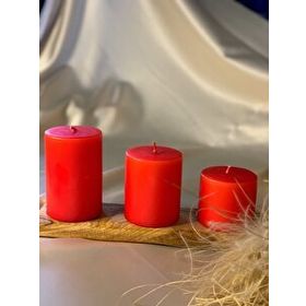 Gizemli Home 3'lü Set Çap: 6,5 Kırmızı Çökertme Slindir Mum