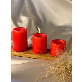 Gizemli Home 3'lü Set Çap: 6,5 Kırmızı Çökertme Slindir Mum
