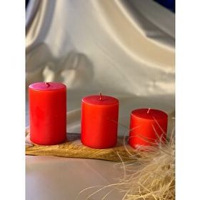 Gizemli Home 3'lü Set Çap: 6,5 Kırmızı Çökertme Slindir Mum