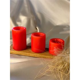 Gizemli Home 3'lü Set Çap: 6,5 Kırmızı Çökertme Slindir Mum