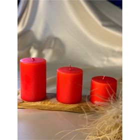 Gizemli Home 3'lü Set Çap: 6,5 Kırmızı Çökertme Slindir Mum