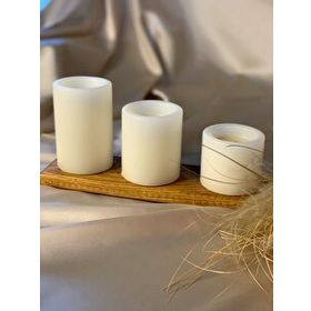 Gizemli Home 3'lü Set Çap: 6,5 Krem Çökertme Silindir Mum