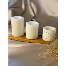 Gizemli Home 3'lü Set Çap: 6,5 Krem Çökertme Silindir Mum