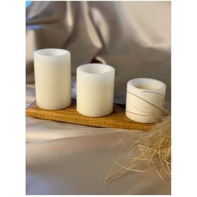 Gizemli Home 3'lü Set Çap: 6,5 Krem Çökertme Silindir Mum