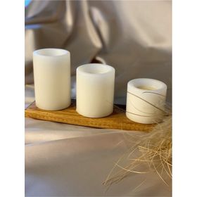 Gizemli Home 3'lü Set Çap: 6,5 Krem Çökertme Silindir Mum