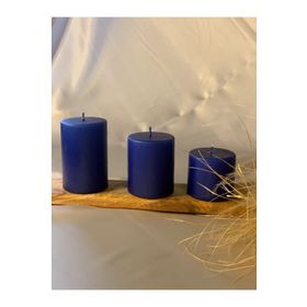 Gizemli Home 3'lü Set Çap: 6,5 Lacivert Beton Döküm Silindir Mum