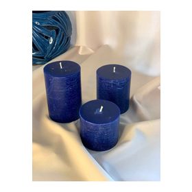 Gizemli Home 3'lü Set Çap: 6,5 Lacivert Beton Döküm Silindir Mum