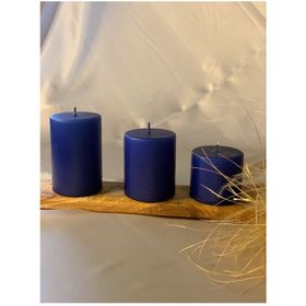 Gizemli Home 3'lü Set Çap: 6,5 Lacivert Beton Döküm Silindir Mum