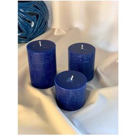 Gizemli Home 3'lü Set Çap: 6,5 Lacivert Beton Döküm Silindir Mum