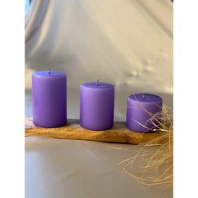 Gizemli Home 3'lü Set Çap: 6,5 Lila Silindir Mum
