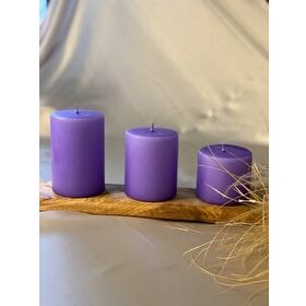 Gizemli Home 3'lü Set Çap: 6,5 Lila Silindir Mum