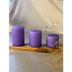 Gizemli Home 3'lü Set Çap: 6,5 Lila Silindir Mum