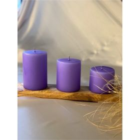 Gizemli Home 3'lü Set Çap: 6,5 Lila Silindir Mum