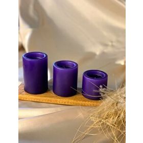 Gizemli Home 3'lü Set Çap: 6,5 Mor Çökertme Slindir Mum