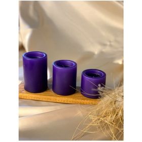 Gizemli Home 3'lü Set Çap: 6,5 Mor Çökertme Slindir Mum