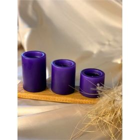 Gizemli Home 3'lü Set Çap: 6,5 Mor Çökertme Slindir Mum