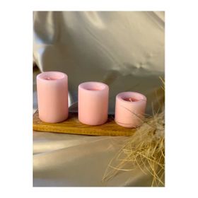 Gizemli Home 3'lü Set Çap: 6,5 Pembe Çökertme Slindir Mum