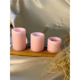 Gizemli Home 3'lü Set Çap: 6,5 Pembe Çökertme Slindir Mum