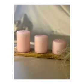 Gizemli Home 3'lü Set Çap: 6,5 Pembe Silindir Mum