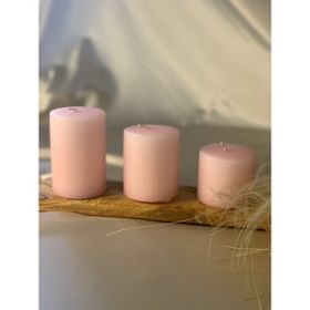Gizemli Home 3'lü Set Çap: 6,5 Pembe Silindir Mum
