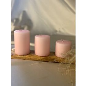 Gizemli Home 3'lü Set Çap: 6,5 Pembe Silindir Mum