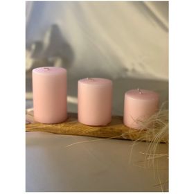 Gizemli Home 3'lü Set Çap: 6,5 Pembe Silindir Mum