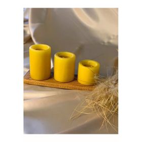 Gizemli Home 3'lü Set Çap: 6,5 Sarı Çökertme Slindir Mum