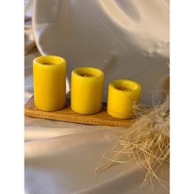 Gizemli Home 3'lü Set Çap: 6,5 Sarı Çökertme Slindir Mum