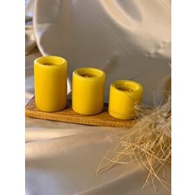 Gizemli Home 3'lü Set Çap: 6,5 Sarı Çökertme Slindir Mum