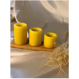 Gizemli Home 3'lü Set Çap: 6,5 Sarı Çökertme Slindir Mum
