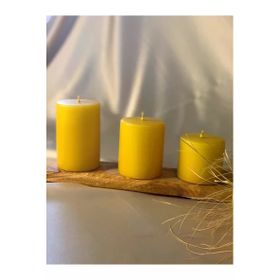 Gizemli Home 3'lü Set Çap: 6,5 Sarı Silindir Mum