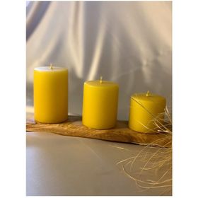 Gizemli Home 3'lü Set Çap: 6,5 Sarı Silindir Mum