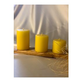 Gizemli Home 3'lü Set Çap: 6,5 Sarı Silindir Mum