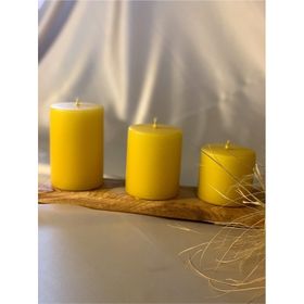 Gizemli Home 3'lü Set Çap: 6,5 Sarı Silindir Mum