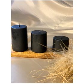 Gizemli Home 3'lü Set Siyah Çökertme Çap: 6,5 Slindir Mum