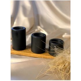 Gizemli Home 3'lü Set Siyah Çökertme Çap: 6,5 Slindir Mum