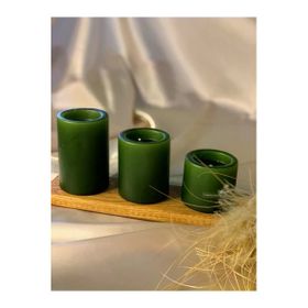 Gizemli Home 3'lü Set Yeşil Çap: 6,5 Çökertme Silindir Mum