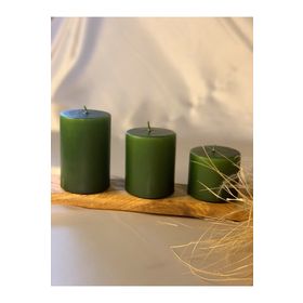 Gizemli Home 3'lü Set Yeşil Çap: 6,5 Çökertme Silindir Mum