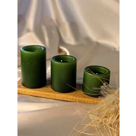 Gizemli Home 3'lü Set Yeşil Çap: 6,5 Çökertme Silindir Mum