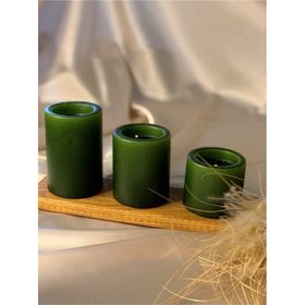 Gizemli Home 3'lü Set Yeşil Çap: 6,5 Çökertme Silindir Mum