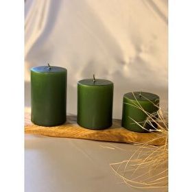 Gizemli Home 3'lü Set Yeşil Çap: 6,5 Silindir Mum