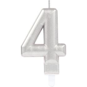 Gizemli Home 4 Rakam Gümüş Pasta Mumu