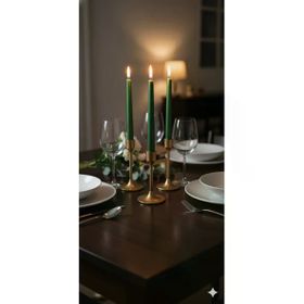 Gizemli Home 4'lü Çam Yeşili Metalik Şamdan Mumu
