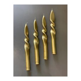 Gizemli Home 4'lü Set Altın Yaldız Gold Burgulu Şamdan Mumu