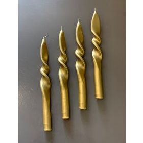 Gizemli Home 4'lü Set Altın Yaldız Gold Burgulu Şamdan Mumu